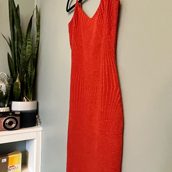 orange sparkle mini bodycon 2000s dress - Picture 5 of 5